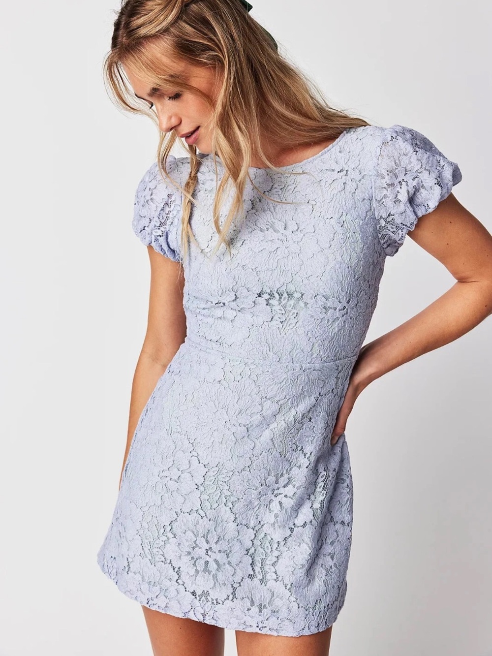 Free People Light Blue Lace Hailee Mini Dress Size Small